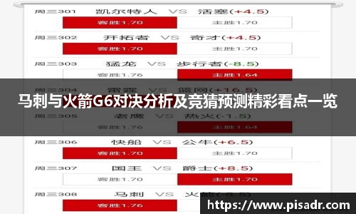 马刺与火箭G6对决分析及竞猜预测精彩看点一览